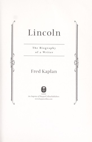 Book cover for Lincoln: The biography of a writer